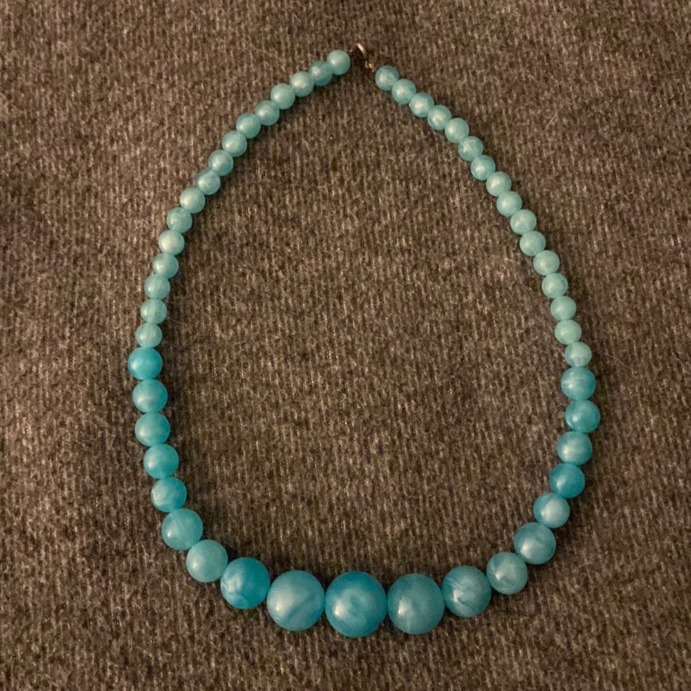 Vintage Teal Beaded Necklace